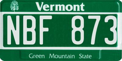 VT license plate NBF873