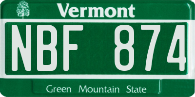 VT license plate NBF874