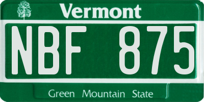 VT license plate NBF875