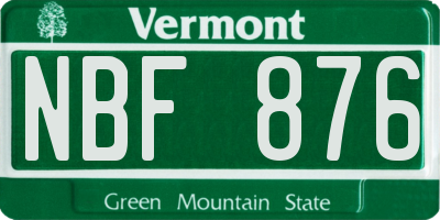 VT license plate NBF876