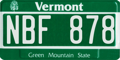 VT license plate NBF878
