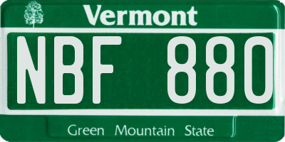 VT license plate NBF880