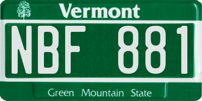 VT license plate NBF881