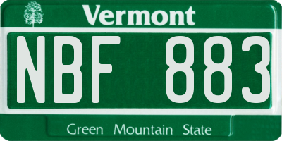 VT license plate NBF883
