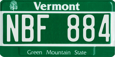 VT license plate NBF884