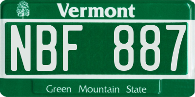 VT license plate NBF887