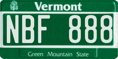 VT license plate NBF888