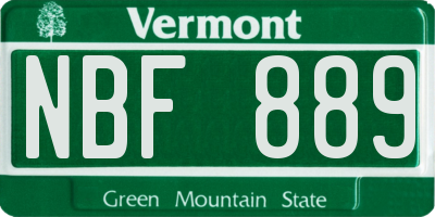 VT license plate NBF889