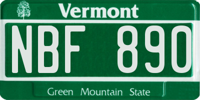 VT license plate NBF890