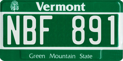 VT license plate NBF891