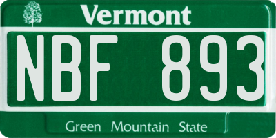 VT license plate NBF893