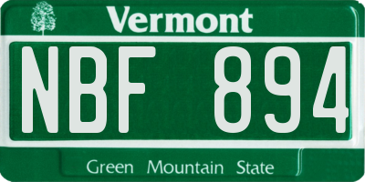 VT license plate NBF894