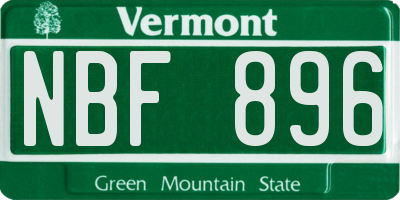 VT license plate NBF896