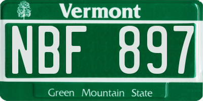 VT license plate NBF897