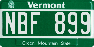VT license plate NBF899
