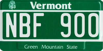 VT license plate NBF900