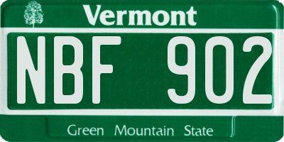 VT license plate NBF902