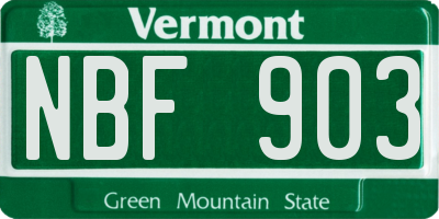 VT license plate NBF903