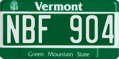 VT license plate NBF904