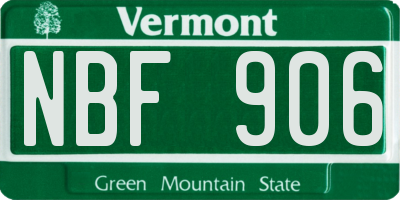 VT license plate NBF906