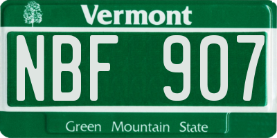 VT license plate NBF907