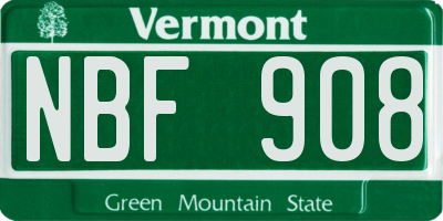 VT license plate NBF908