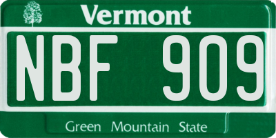 VT license plate NBF909