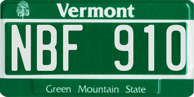 VT license plate NBF910