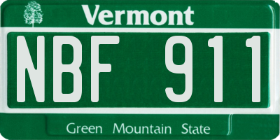 VT license plate NBF911