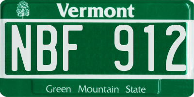 VT license plate NBF912