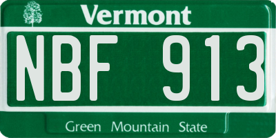VT license plate NBF913
