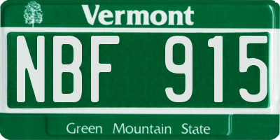 VT license plate NBF915