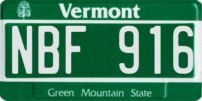 VT license plate NBF916
