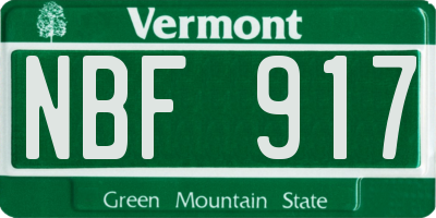 VT license plate NBF917