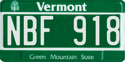 VT license plate NBF918