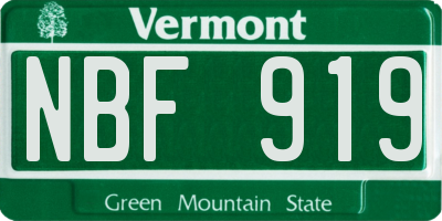 VT license plate NBF919