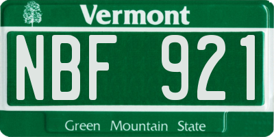 VT license plate NBF921