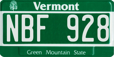 VT license plate NBF928