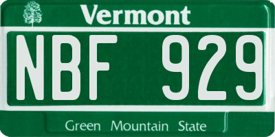 VT license plate NBF929