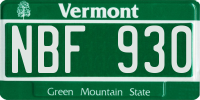 VT license plate NBF930