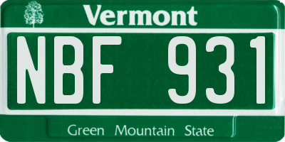 VT license plate NBF931