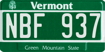 VT license plate NBF937