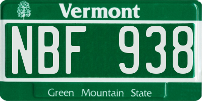 VT license plate NBF938