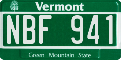 VT license plate NBF941