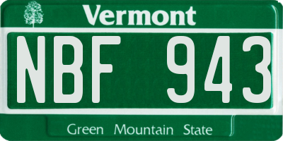 VT license plate NBF943