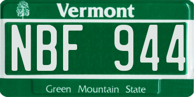 VT license plate NBF944
