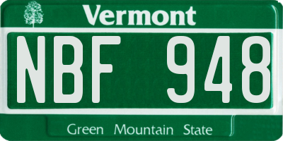 VT license plate NBF948