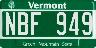 VT license plate NBF949