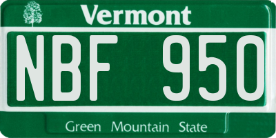 VT license plate NBF950