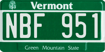 VT license plate NBF951